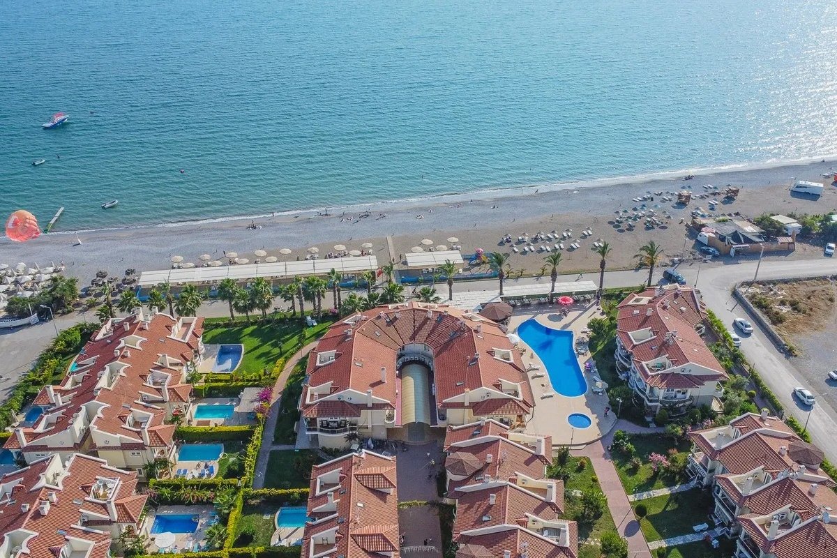 Aqua 27 Sunset Beach Club zemin kat kiralık 1 odalı apart fethiye tatil evi